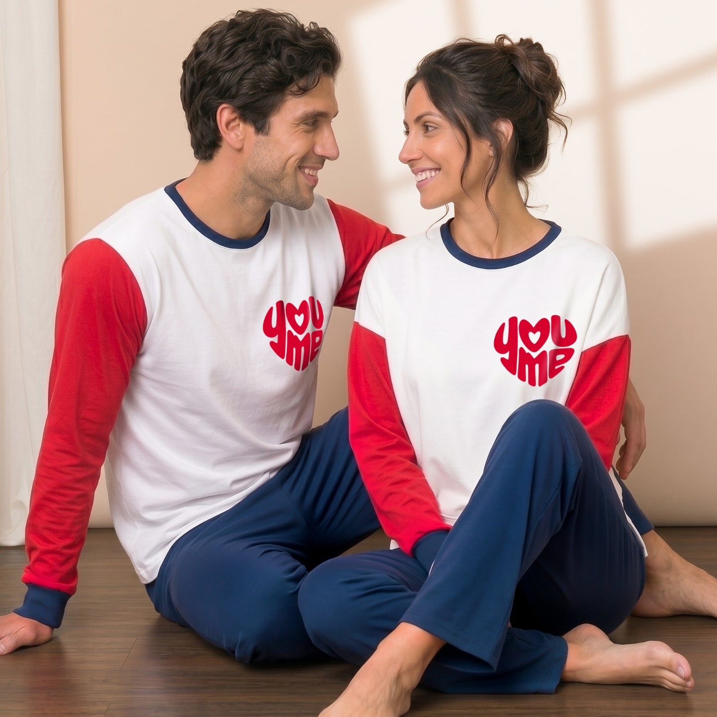 Pijama de pareja tricolor
