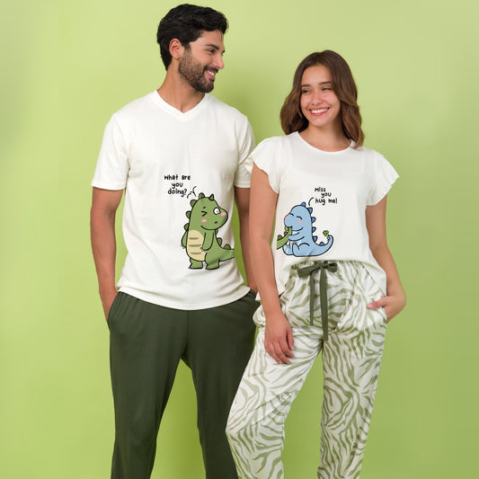 Pijama de pareja Dino